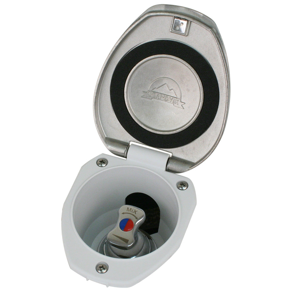 Scandvik Recessed THandle Mixing Valve SS wWhite Cup 12134
