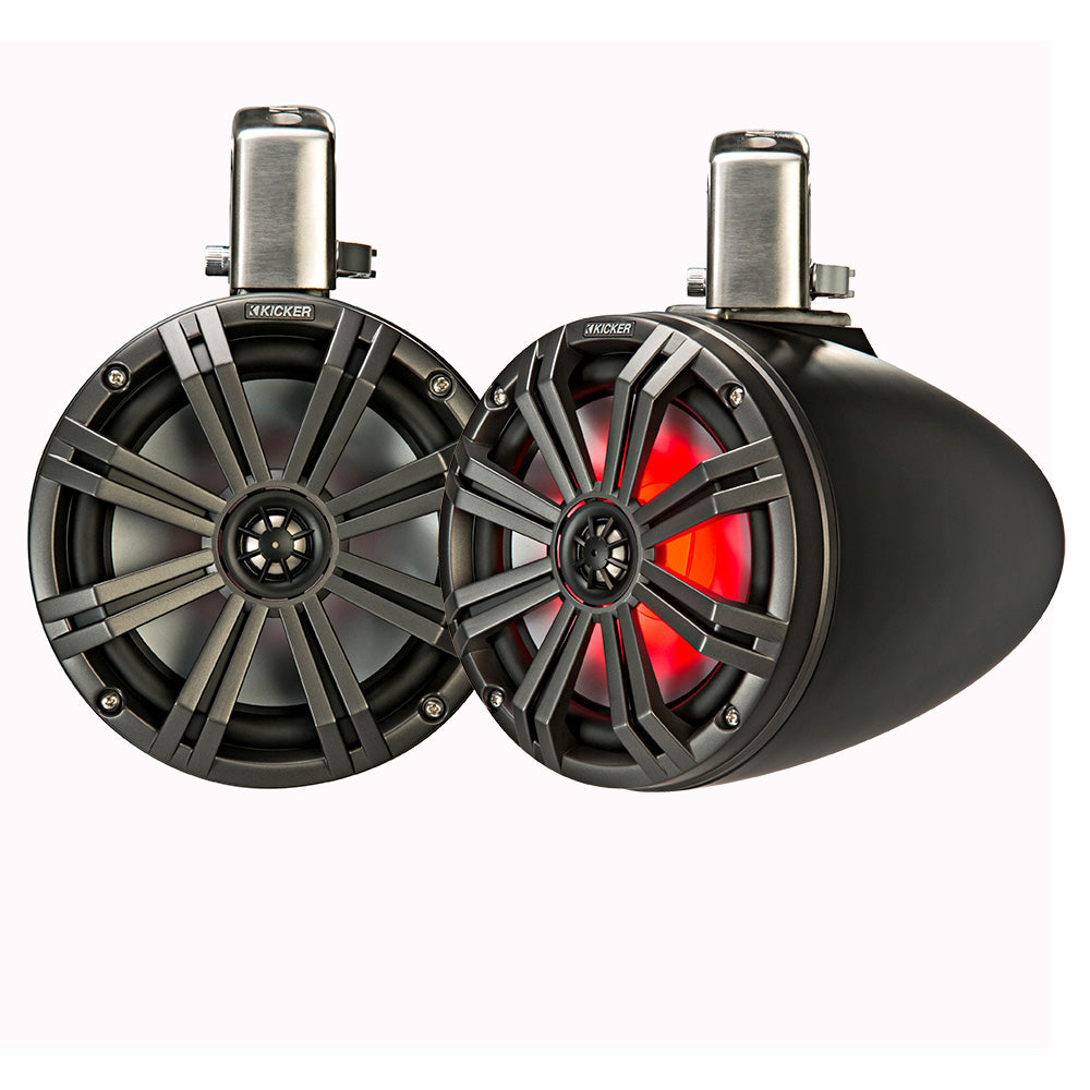 KICKER KMTC8 8 LED Coaxial Tower System Black wCharcoal Grille 45KMTC8