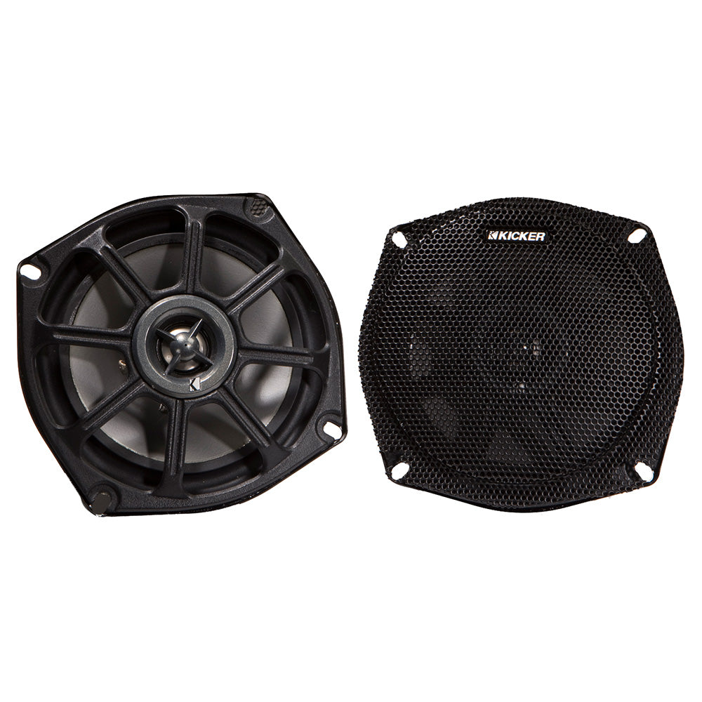 KICKER PS5250 525 WeatherResistant Coaxial Speakers fMotorcyclesATVs 2Ohm Black 10PS5250
