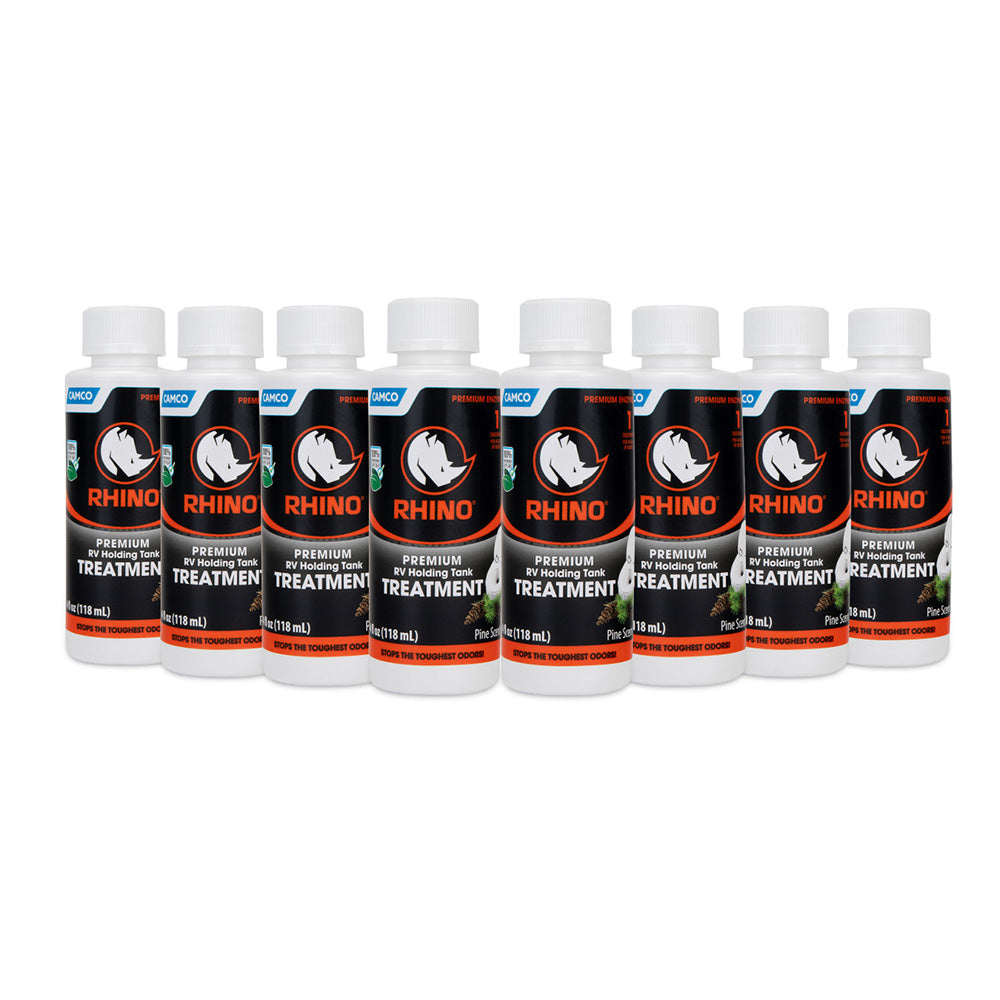 Camco Rhino Premium RV Holding Tank Treatment 8 Single 4oz Bottles 41511