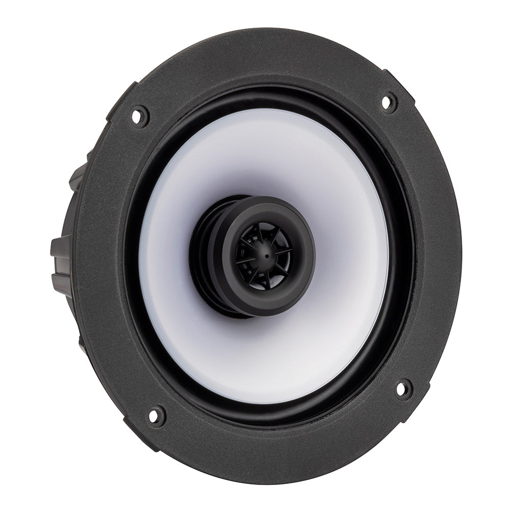 KICKER KM614FL 65 Low Profile Coaxial Marine Speakers wRGB Lighting 4Ohm White 51KM614FL