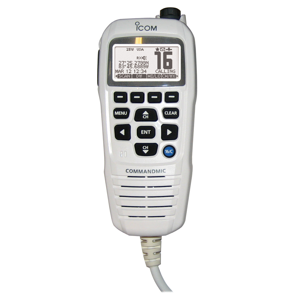 Icom HM195 CommandMic IV with White BlackLit LCD Super White HM195GW 62 EXP