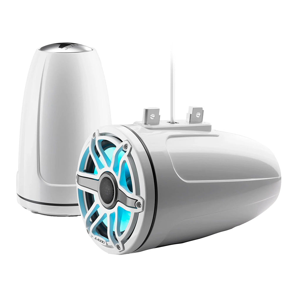 JL Audio M6 Series 77 Enclosed Tower Coaxial System wGloss White Sport Grille Transflective LED Lighting