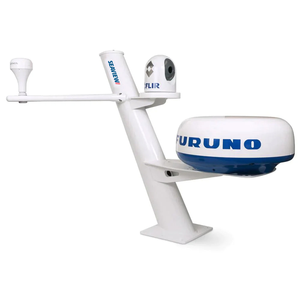 Seaview 30 Tapered Closed Dome Aft Leaning Radar Mount wCameraSearchlight Mount Removable Spreaders 10x10 Base Plate