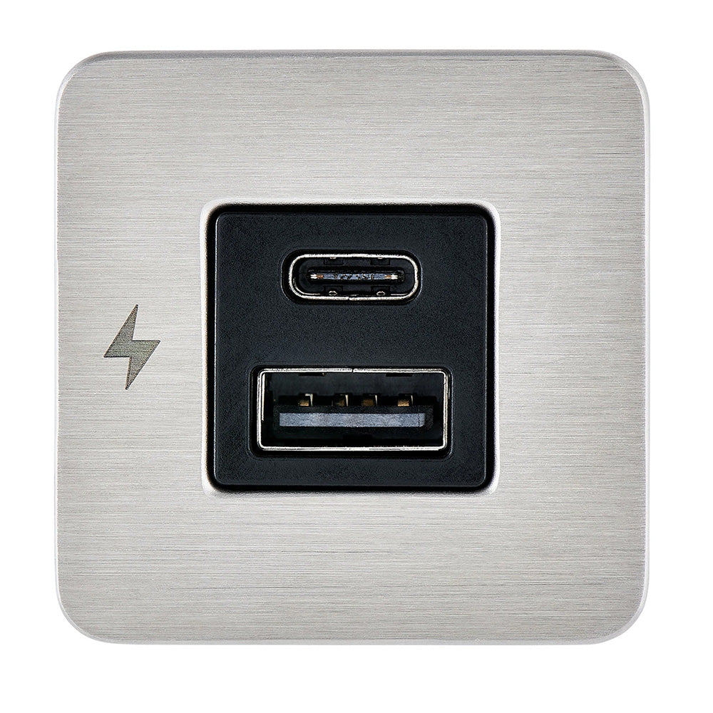 Scanstrut TILE USBAUSBC Interior Charging Socket 1224V Stainless Steel Bezel SCTILE11