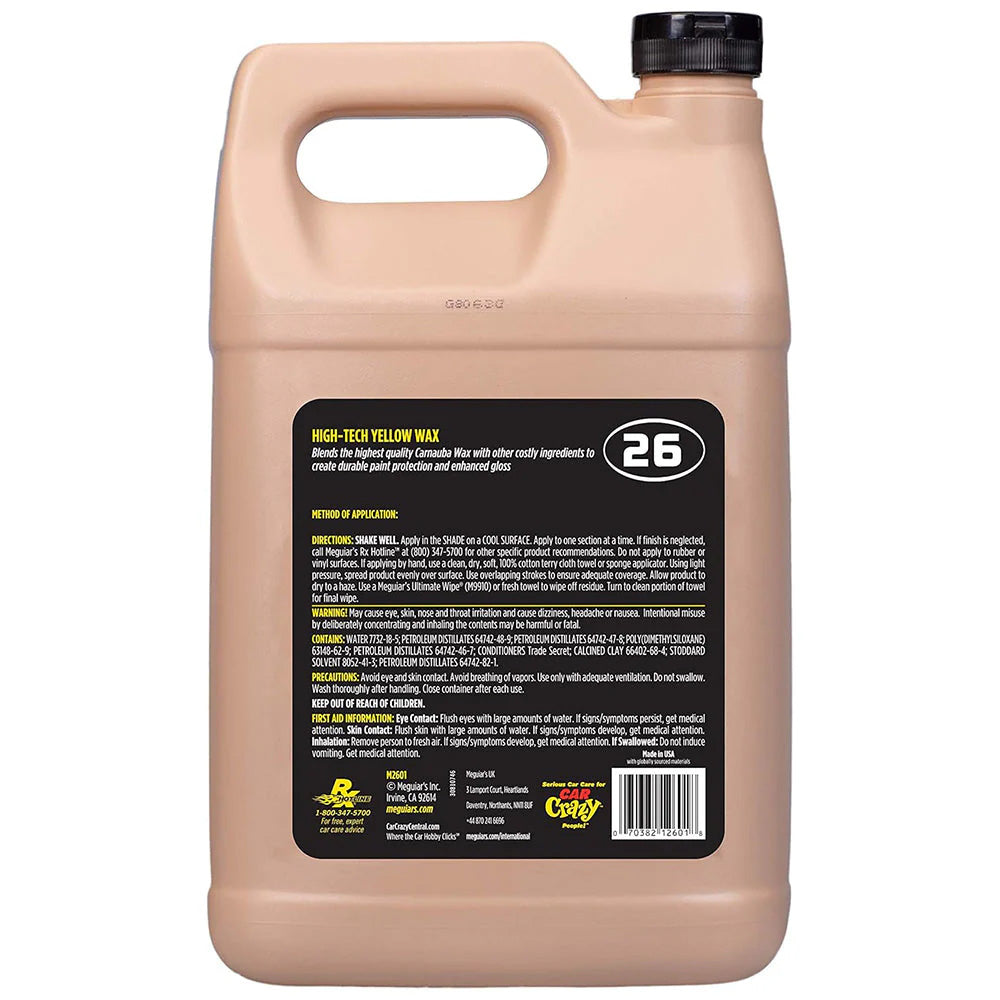 Meguiars Professional HiTech Yellow Liquid Wax 1 Gallon M2601