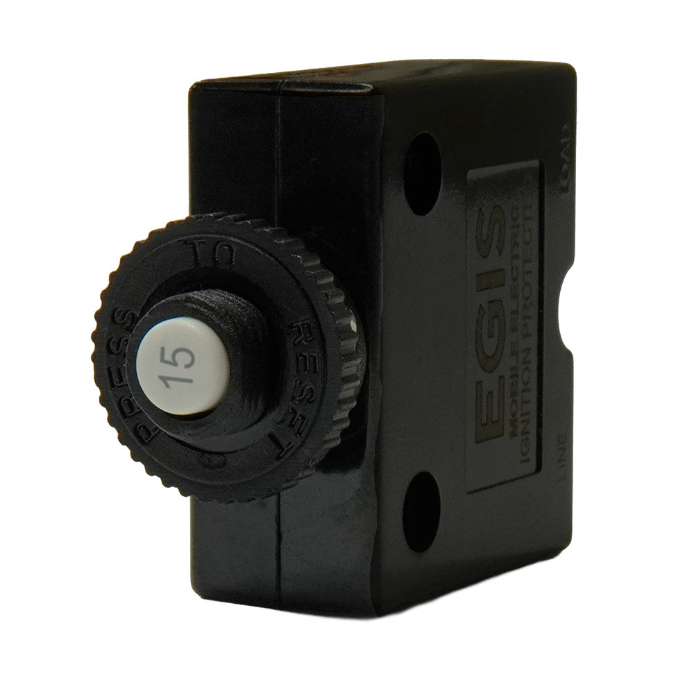 Egis 15A Push Button Panel Mount Circuit Breaker Spade Terminal 471115