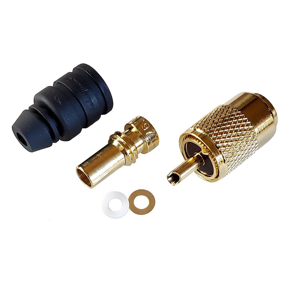 Shakespeare PL25958G Gold SolderType Connector wUG175 Adapter DooDad Cable Strain Relief fRG58 PL25958G