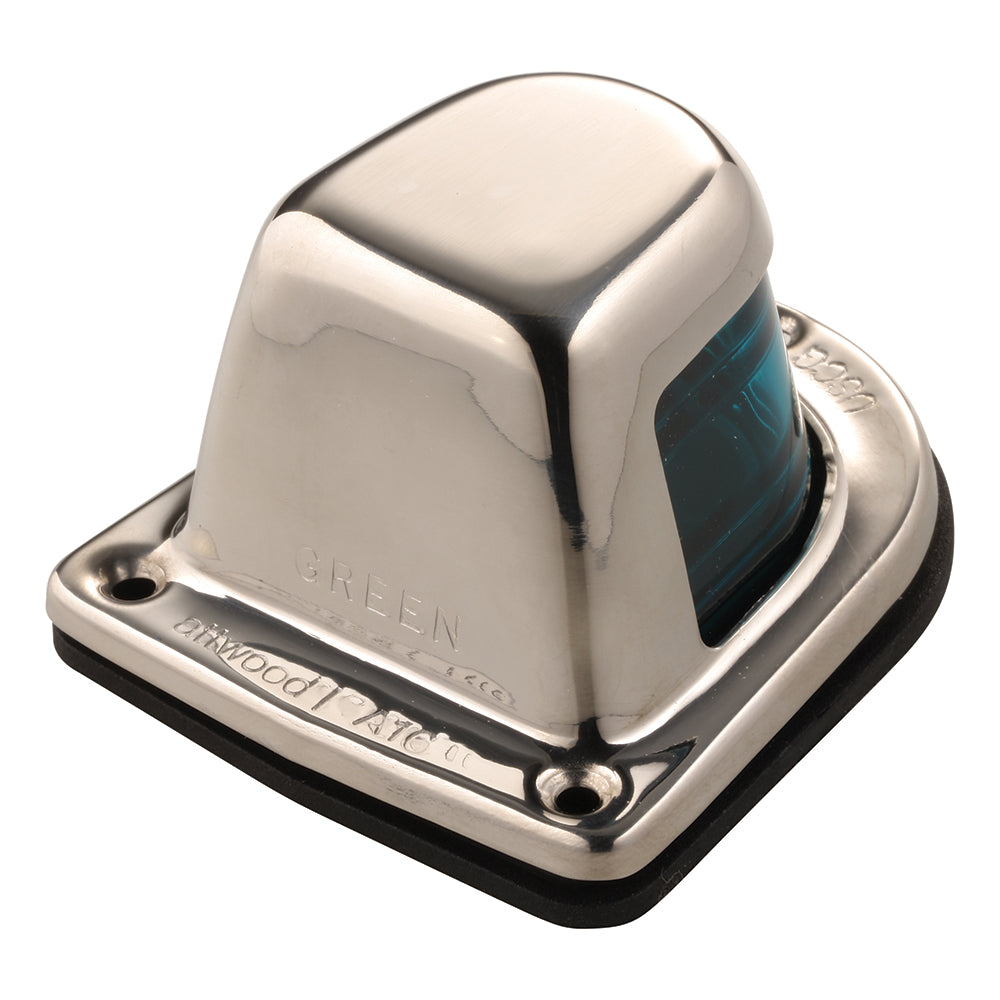 Attwood 1Mile Deck Mount Green Sidelight 12V Stainless Steel Housing 66319G7