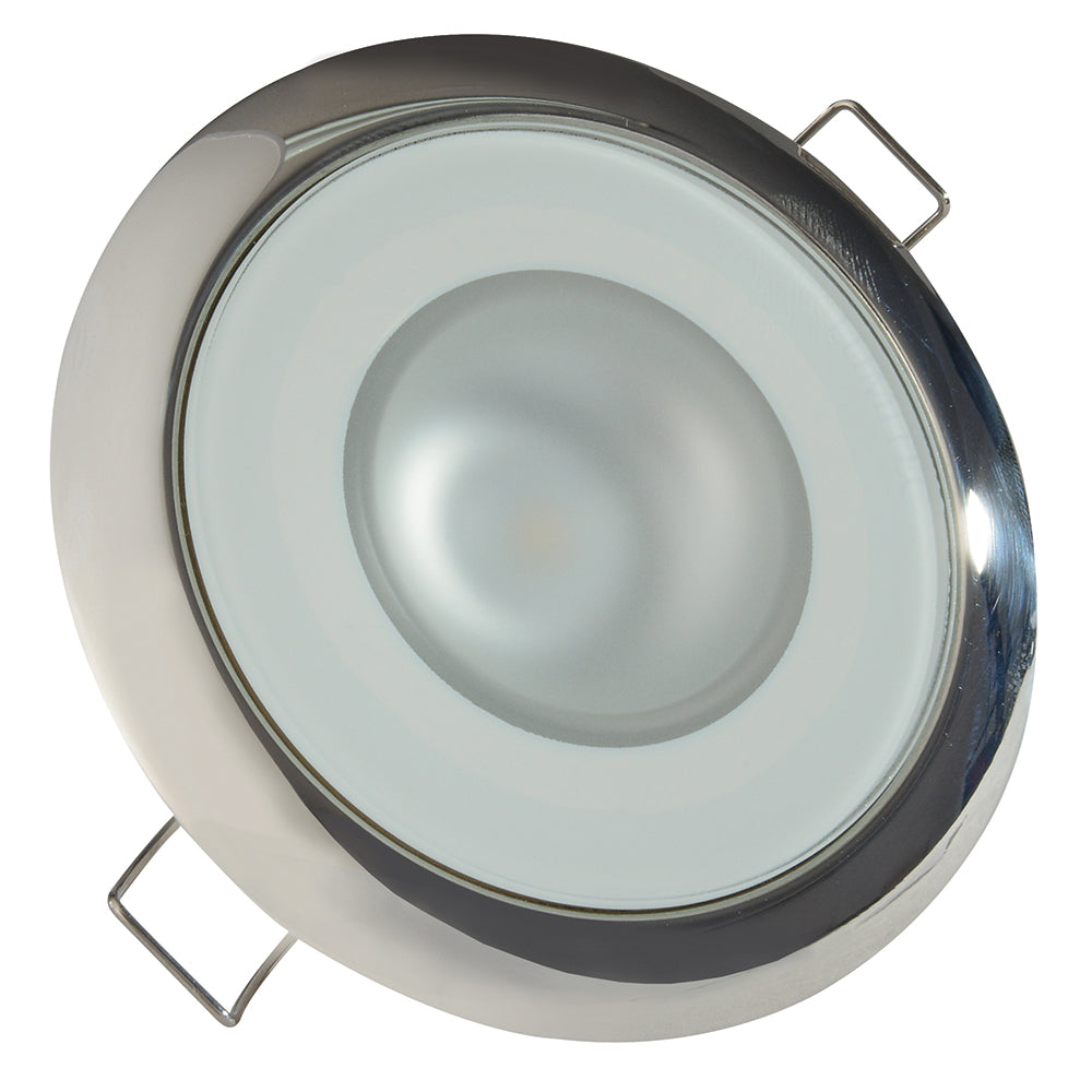 Lumitec Mirage Flush Mount Down Light Glass FinishPolished SS Bezel 2Color WhiteBlue Dimming 113111