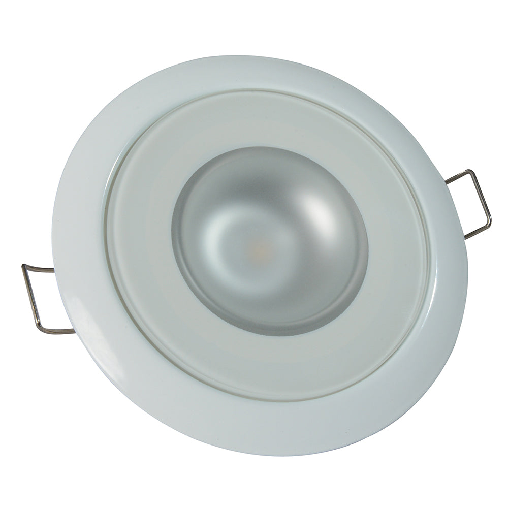Lumitec Mirage Flush Mount Down Light Glass FinishWhite Bezel Warm White Dimming 113129
