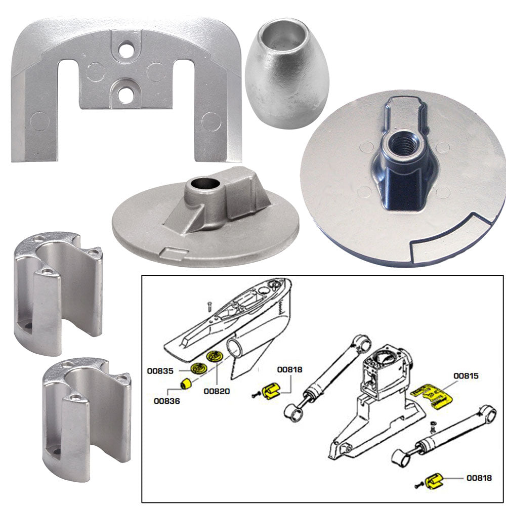 Tecnoseal Anode Kit wHardware Mercury Bravo 3 2004Present Zinc 20805