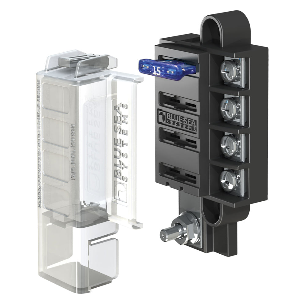 Blue Sea 5045 ST Blade Compact Fuse Blocks 4 Circuits wCover 5045