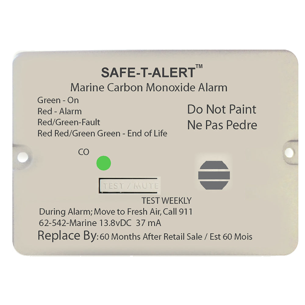 SafeTAlert 62 Series Carbon Monoxide Alarm 12V 62542Marine Flush Mount White 62542MARINE