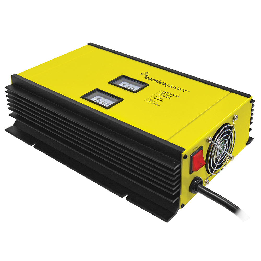 Samlex 40A Battery Charger 24V 2Bank 3Stage wDip Switch Lugs Includes Temp Sensor SEC2440UL