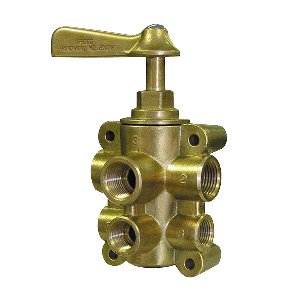 GROCO 6Port NPT Bronze Fuel Valve 12 Main 38 Return FV65038