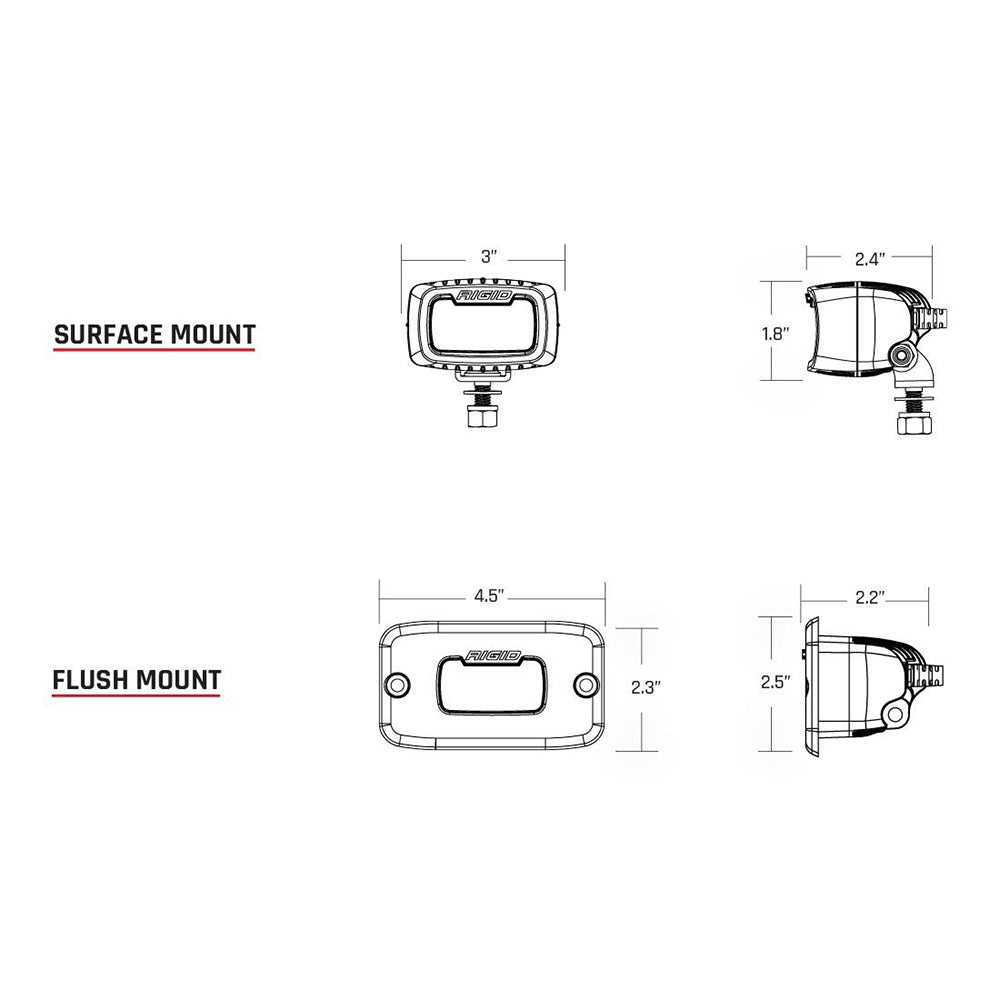 RIGID Industries SRM Series Pro Diffused Flush Mount Black 922513