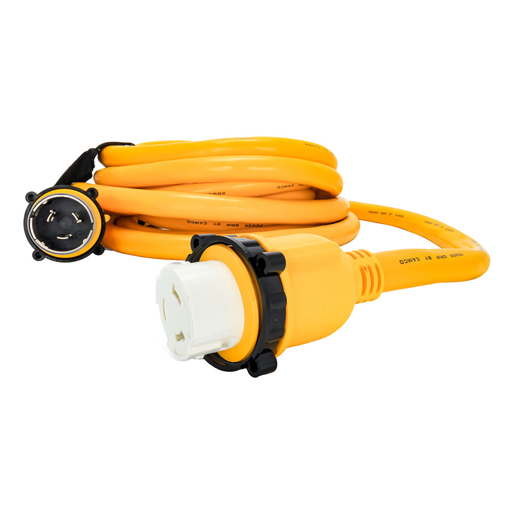 Camco 50 Amp Power Grip Marine Extension Cord 25 MLockingFLocking Adapter 55621