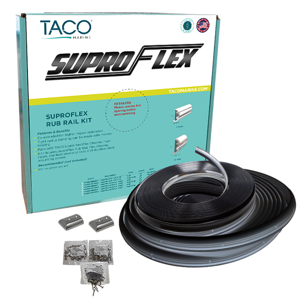 TACO SuproFlex Rub Rail Kit Black wFlex Chrome Insert 2H x 2932W x 60L V119990BBK602