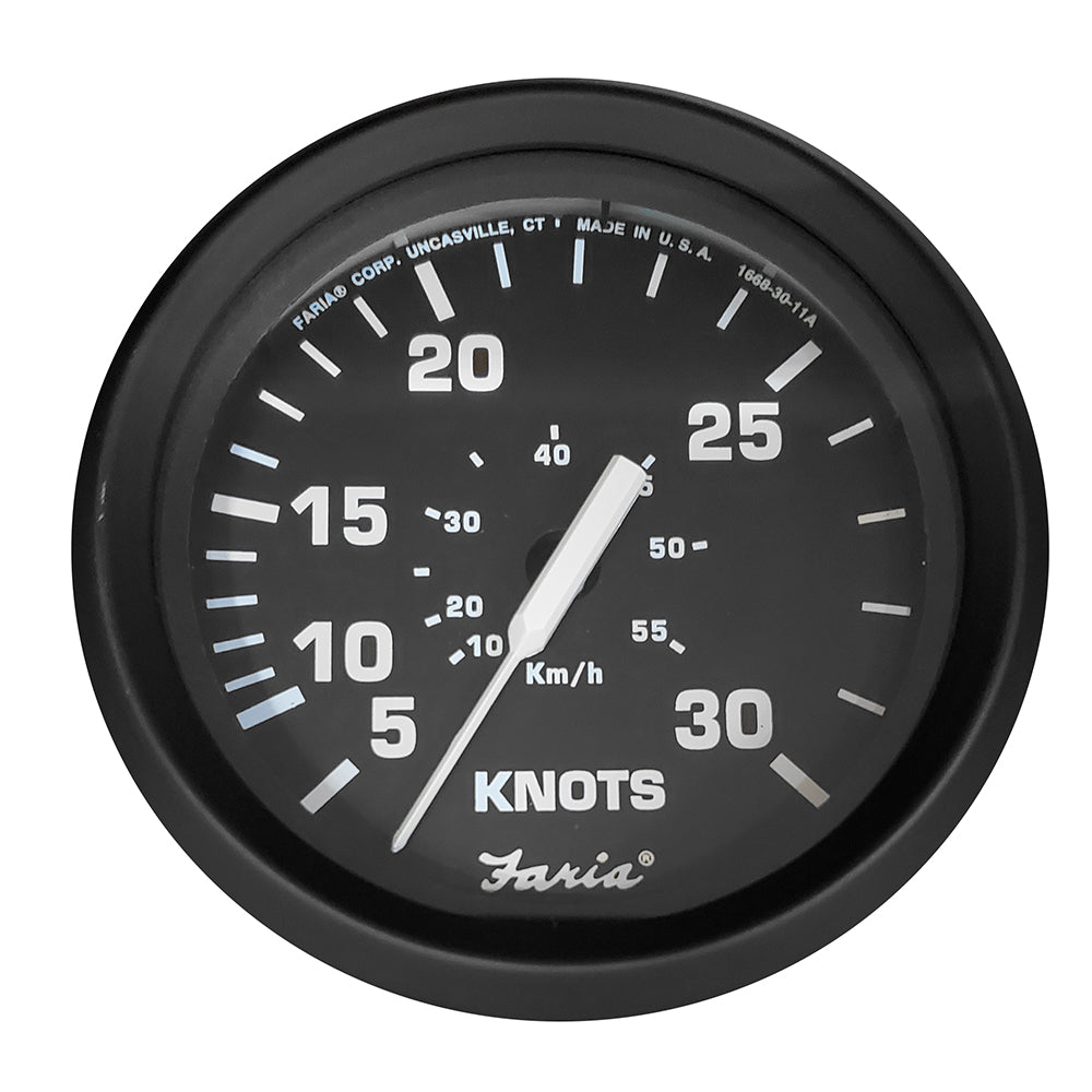 Faria Euro Black 4 Speedometer 30 Knot Pitot 32809