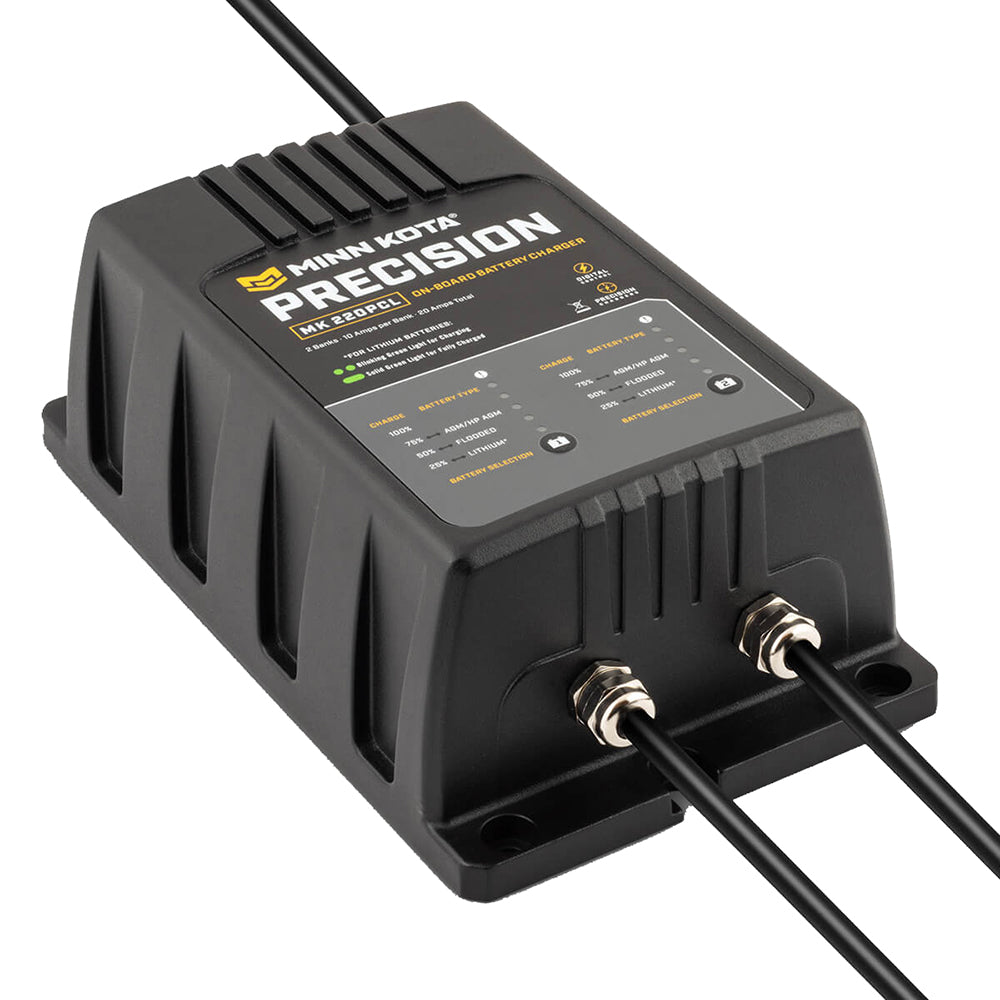 Minn Kota OnBoard Precision Charger MK220 PCL 2 Bank x 10 AMP LI Optimized Charger 1832201