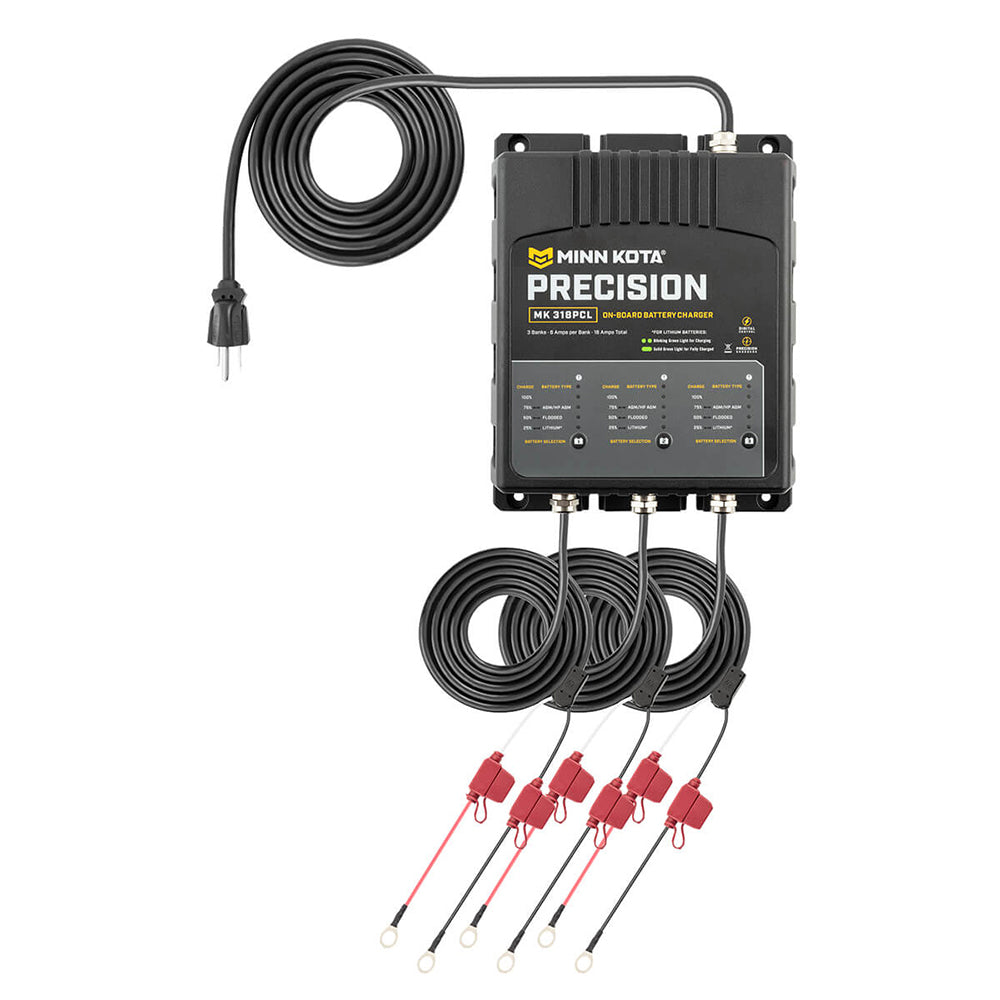 Minn Kota OnBoard Precision Charger MK318 PCL 3 Bank x 6 AMP LI Optimized Charger 1833181