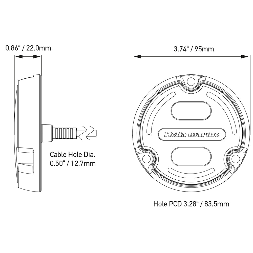 Hella Marine Apelo A2 Blue White Underwater Light 3000 Lumens Black Housing Charcoal Lens wEdge Light 016147001