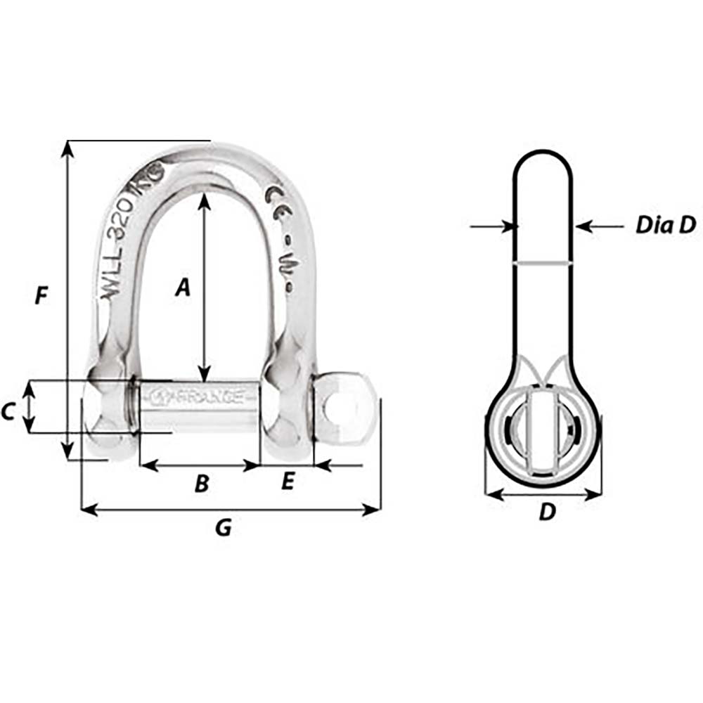 Wichard SelfLocking D Shackle Diameter 8mm 516 1204W