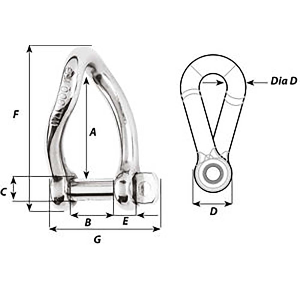Wichard SelfLocking Twisted Shackle Diameter 6mm 14 1223W