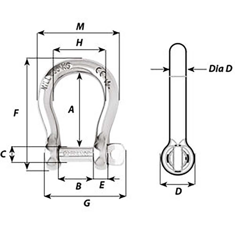 Wichard SelfLocking Bow Shackle Diameter 6mm 14 1243W