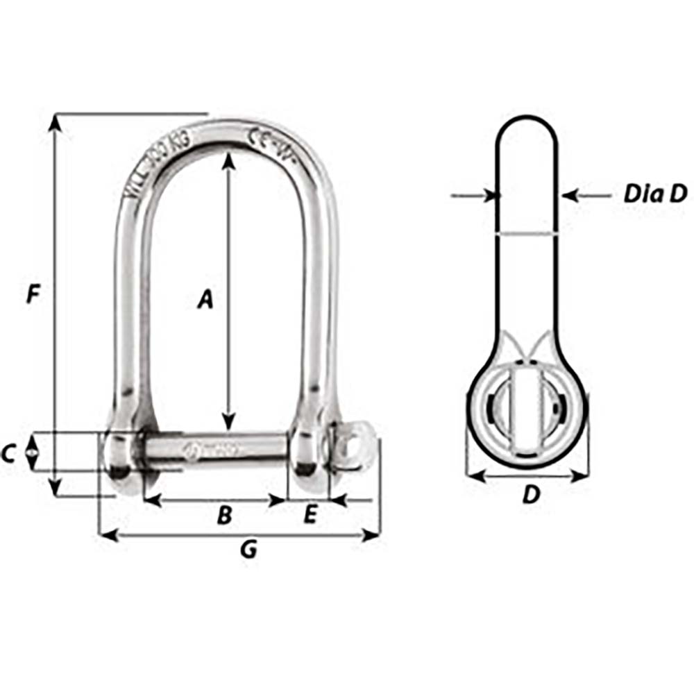 Wichard SelfLocking Large Shackle Diameter 5mm 316 1262W