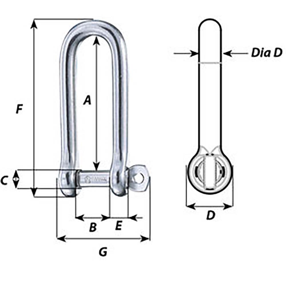 Wichard Captive Pin Long D Shackle Diameter 10mm 1332 1415W