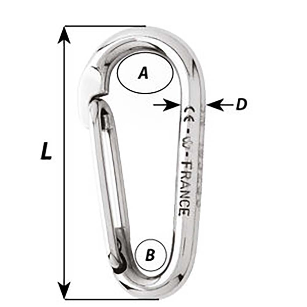 Wichard Symmetric Carbine Hook Without Eye Length 80mm 516 2335W