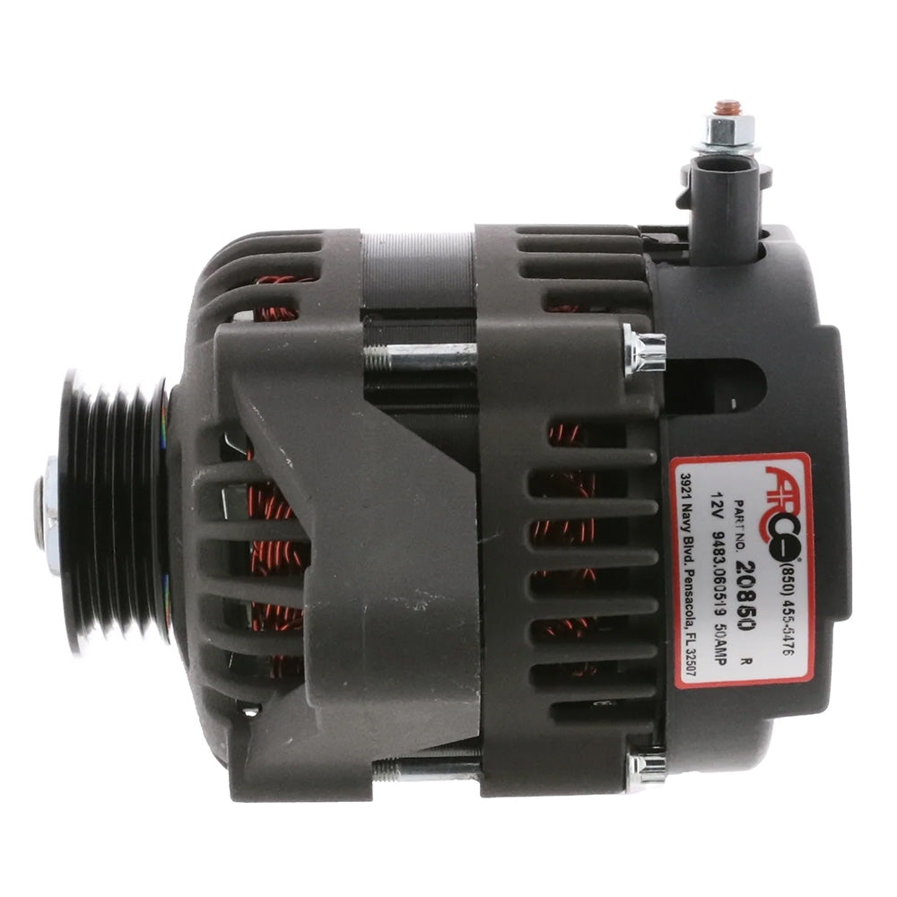 ARCO Marine Premium Replacement Outboard Alternator wMultiGroove Pulley 12V 50A 20850
