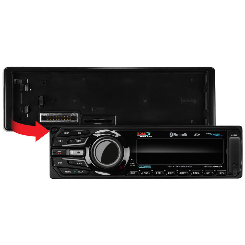 Boss Audio MR1308UABK Bluetooth Fully Marinized MP3Compatible Digital Media Receiver wUSB SD Memory Card Ports Aux