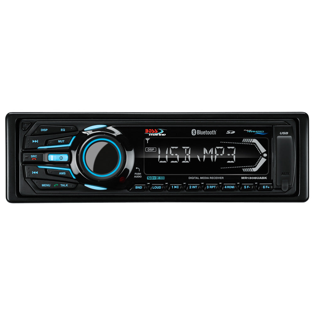 Boss Audio MR1308UABK Bluetooth Fully Marinized MP3Compatible Digital Media Receiver wUSB SD Memory Card Ports Aux