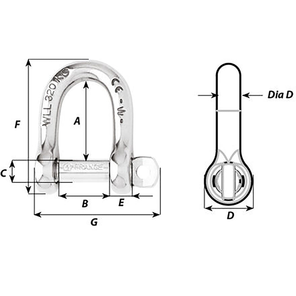 Wichard SelfLocking D Shackle 12mm Diameter 1532 1206W