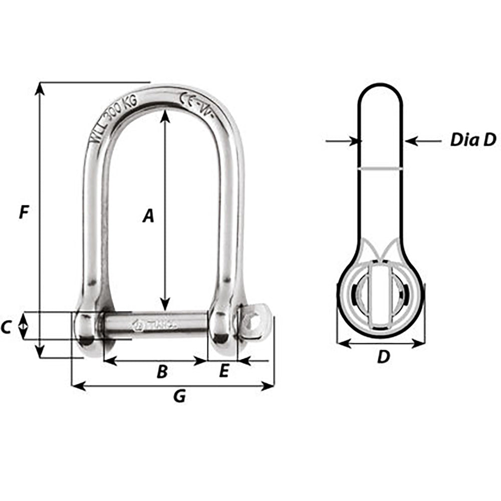 Wichard SelfLocking Large Opening Shackle 8mm Diameter 516 1264W