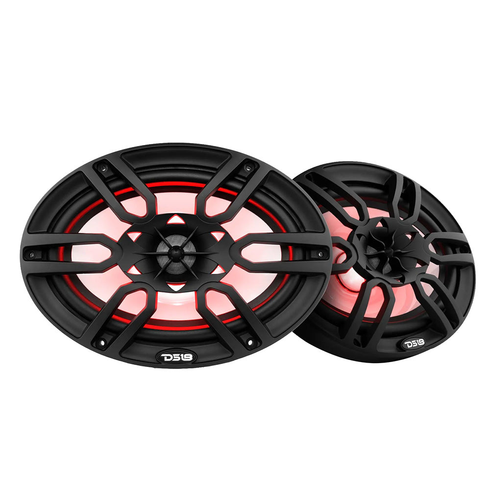 DS18 HYDRO 6 x 9 2Way Marine Speakers wIntegrated RGB LED Lights 375W Black NXL69BK