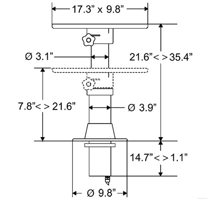 40166/71 Single Stage Table Pedestal 4" Tube