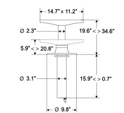 40153 Single Stage Table Pedestal 3" Tube
