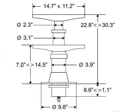 40198 Two Stage Table Pedestal 4" Tube