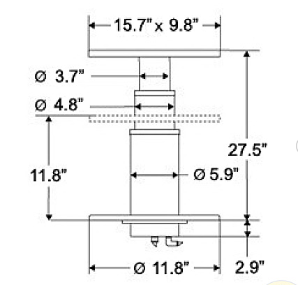 40183/83 Two Stage Table Pedestal 6" Tube