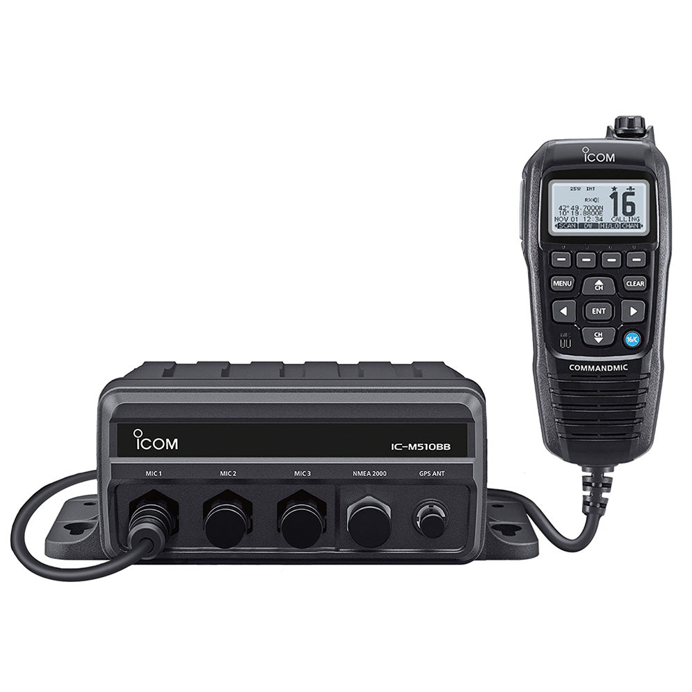 Icom ICM510BB 21 Black Box VHF wBlack Command Mic  3 Command Mic Ports M510BB 21 USA