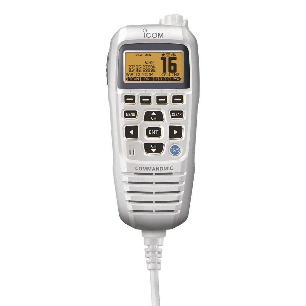 Icom HM195 CommandMic IV wYellow BlackLit LCD  Super White HM195SW 42 EXP