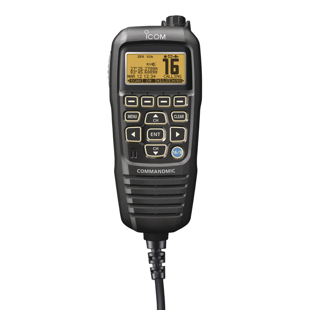 Icom HM195 CommandMic IV wYellow BlackLit LCD  Black HM195B 41 EXP