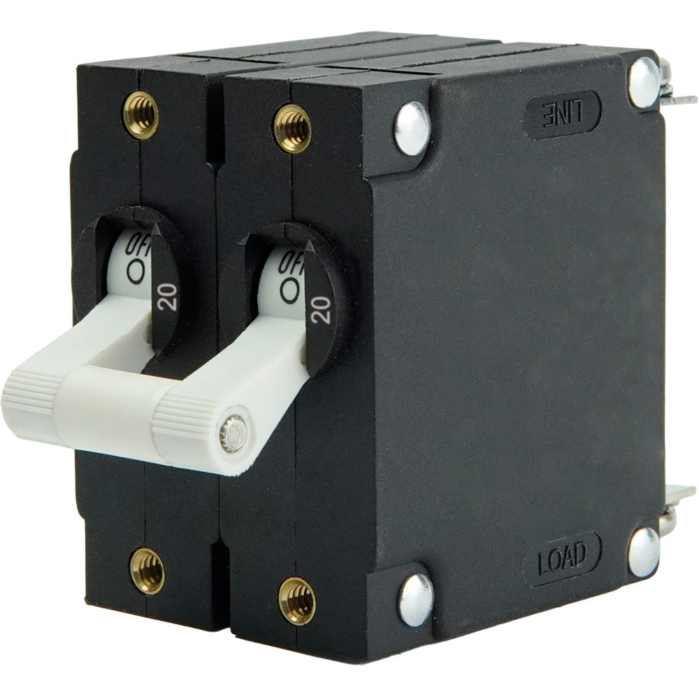 Egis A Series White Toggle Panel Mount Circuit Breaker  Dual Pole 20A 320220