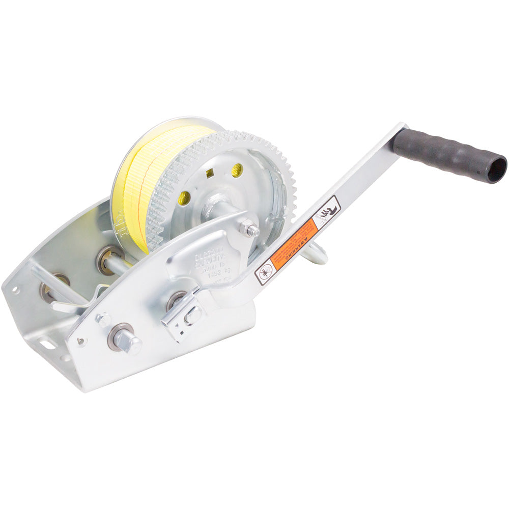Load Rite TwoSpeed Trailer Winch  3200lbs  25 Yellow Heavy Duty Strap 608930
