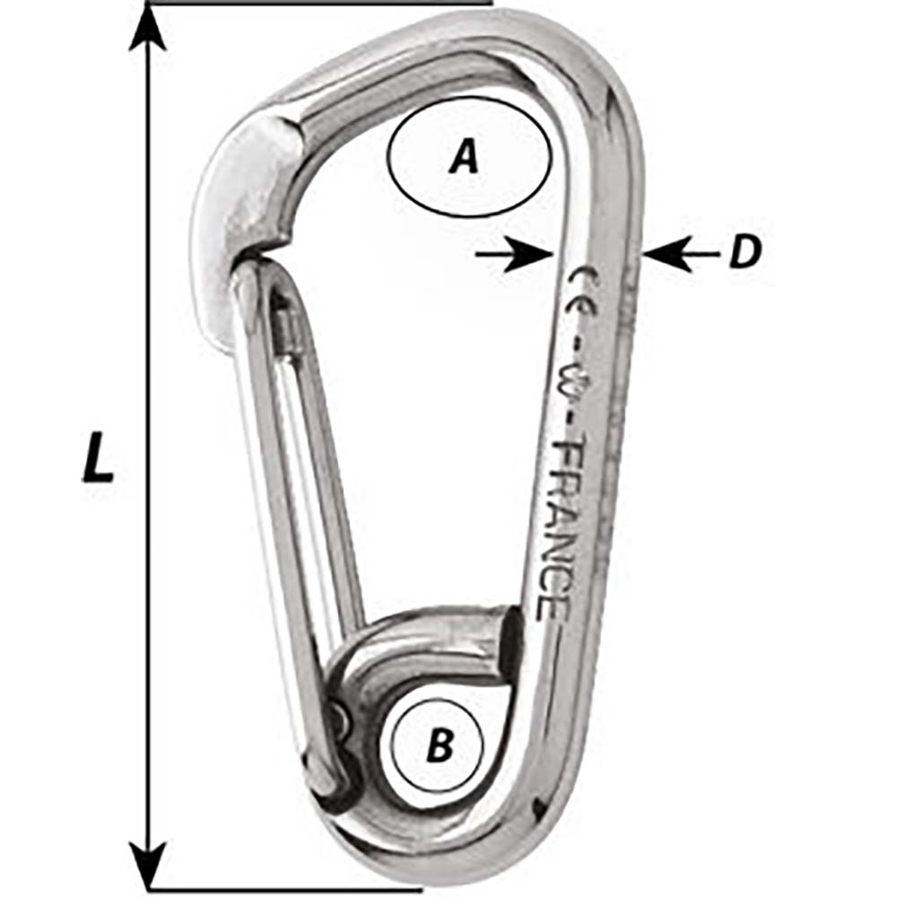 Wichard Asymmetric Carbine Hook  Length 120mm  1532 2327W