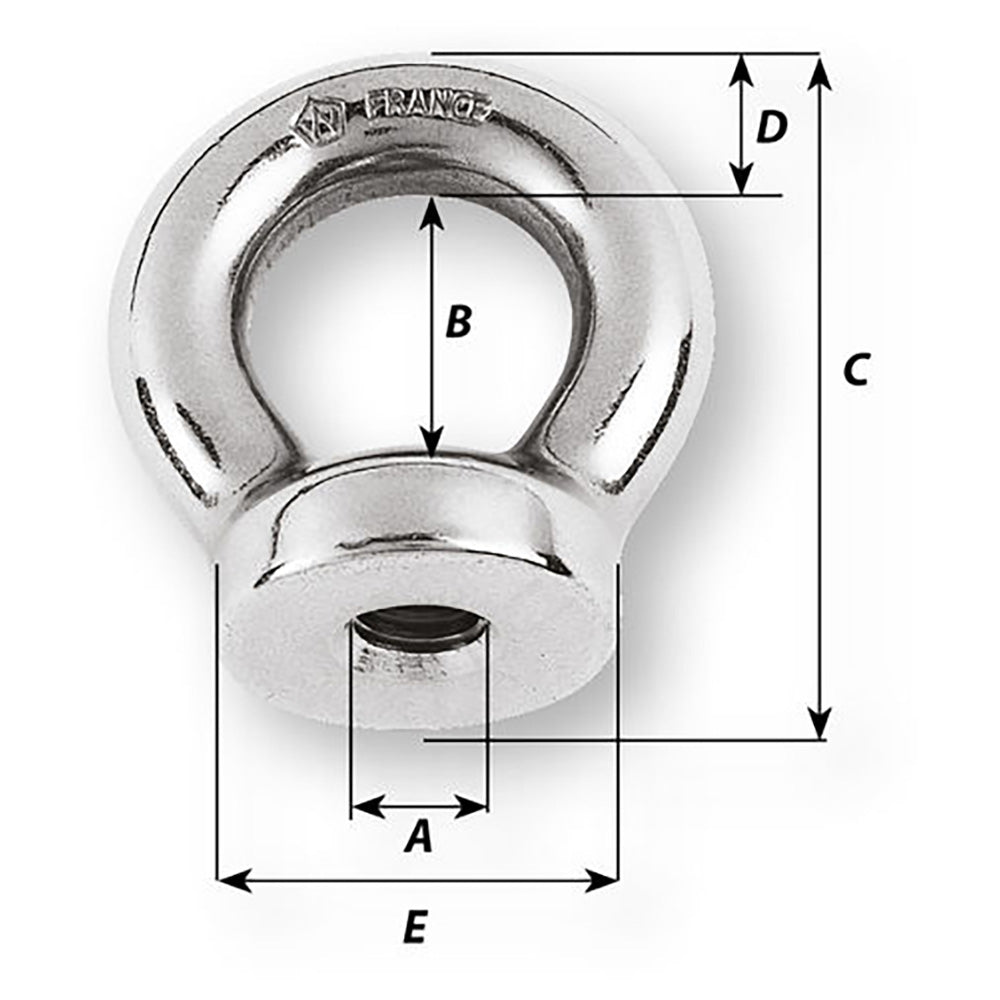 Wichard 10mm Eye Nut  Thread M12 x 175mm 6356W
